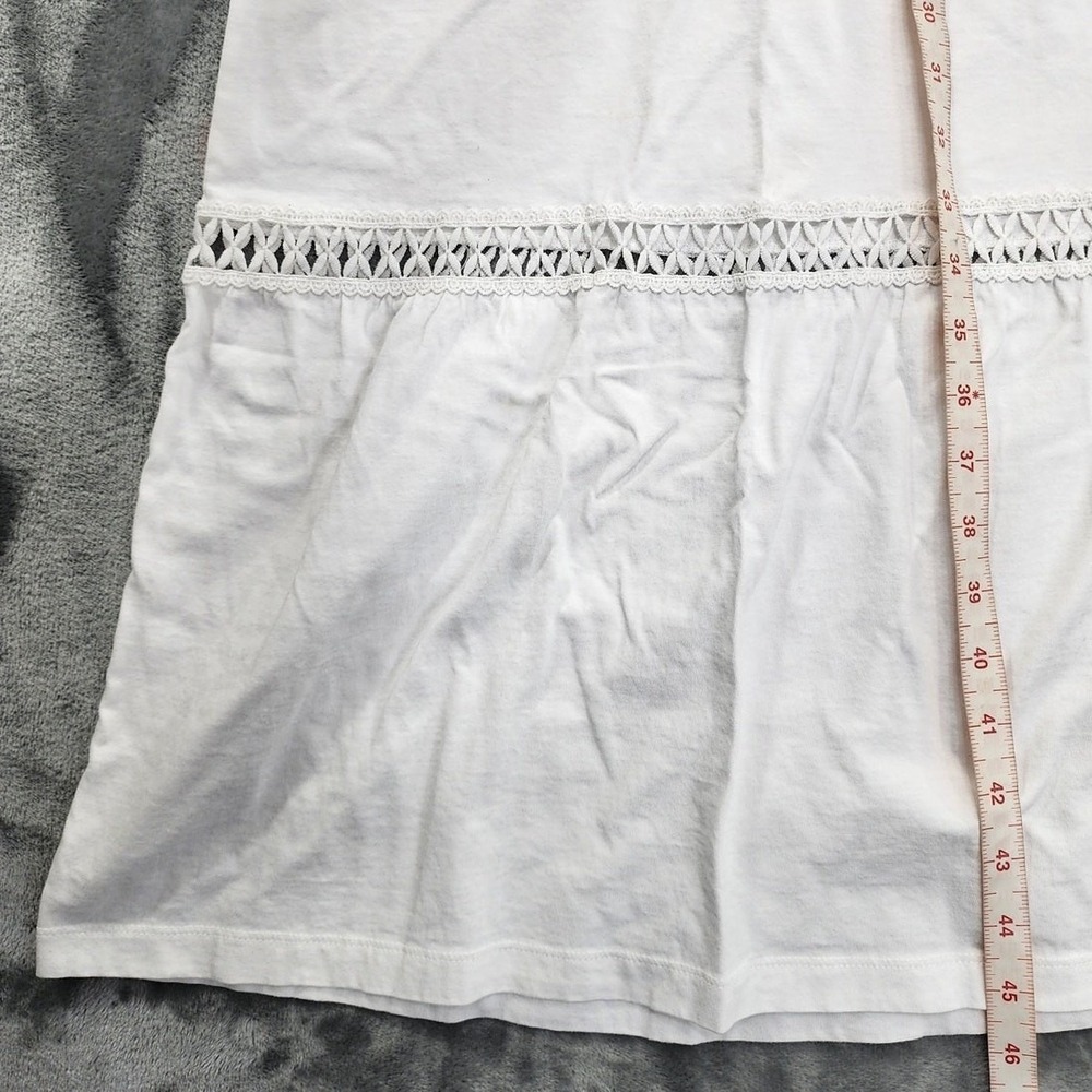 ASOS Curve Dress Womens 12 White Crochet Trim Cotton V-Neck Short‎ Sleeve Midi - Picture 9 of 10